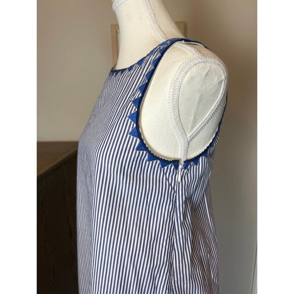 Vineyard Vines | Blue/White "Sarah Striped" Embroidered Trimmed Shift Dress | 2 - Picture 11 of 17